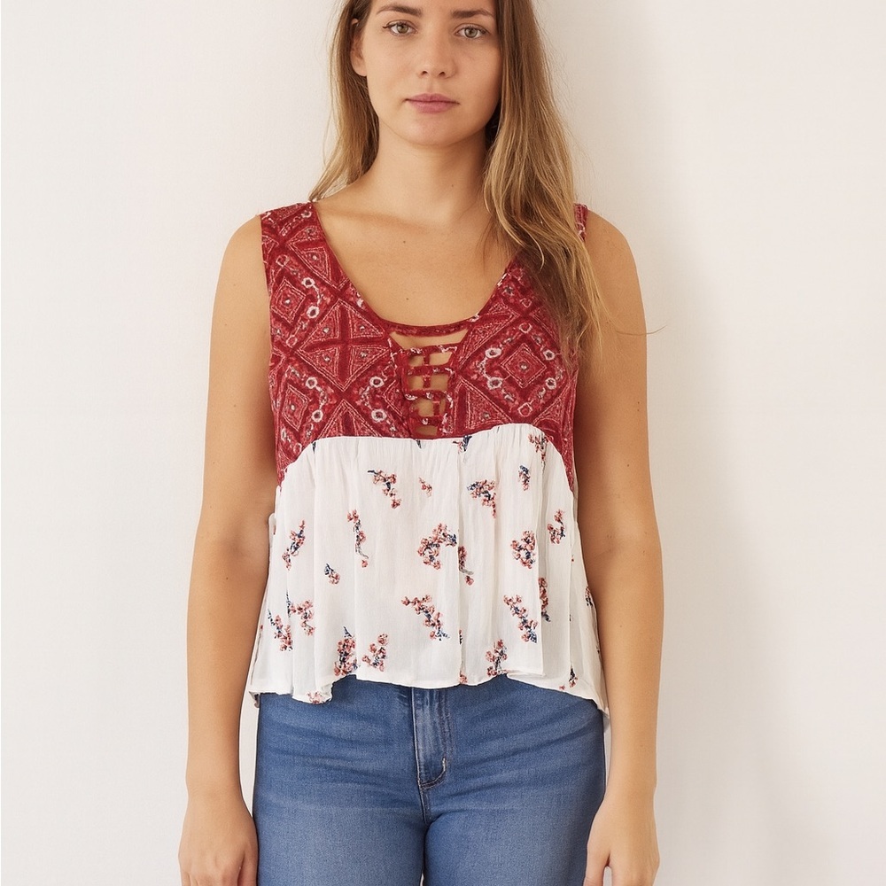 Jolt Floral sleeveless Boho top, Size XL, NWT